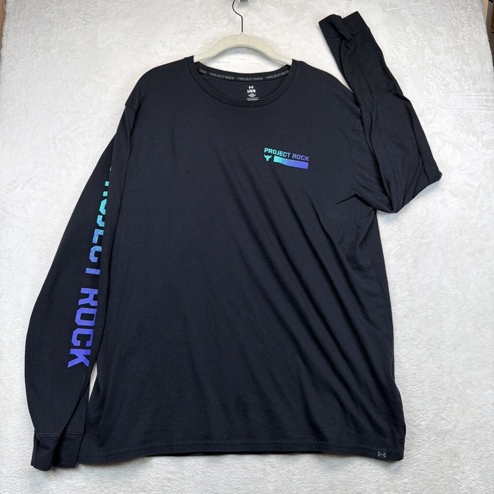 Under Armour Project Rock HeatGear Training Shirt Men's L Black Long Sleeve
